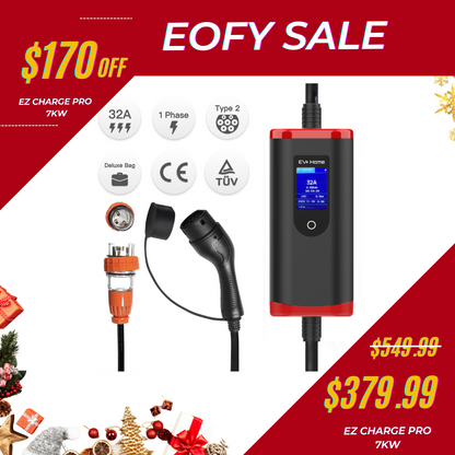 [7kW] EZ Charge Pro | Type 2 Portable EV Charger | 6A-32A Adjustable | AU Plug