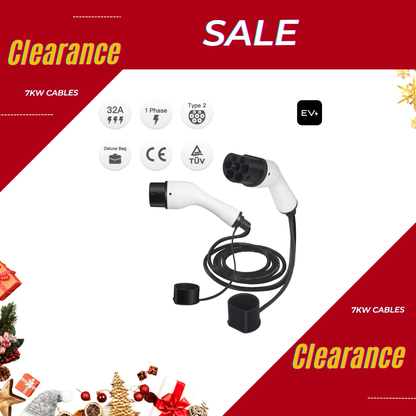 Type 2 to Type 2 EV Charging Cable | 7kW 32A 1Phase | Deluxe Bag