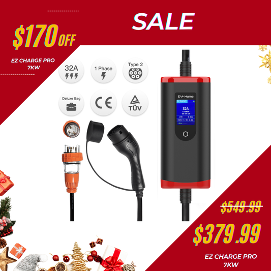 [7kW] EZ Charge Pro | Type 2 Portable EV Charger | 6A-32A Adjustable | AU Plug