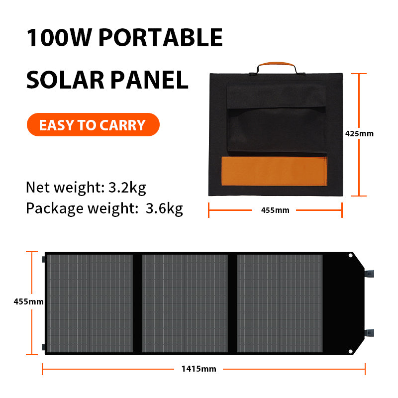 100W - Portable Folding Solar Panel Charger