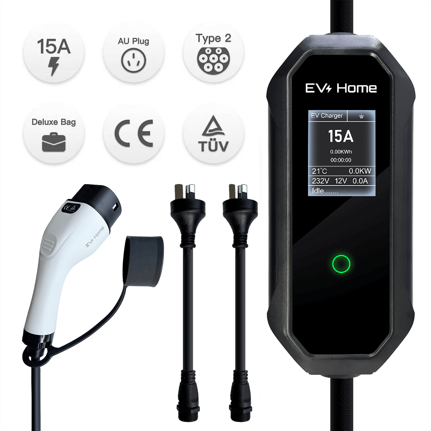 FlexPro | Type 2 Portable EV Charger | 15/10A Interchangeable AU Plug