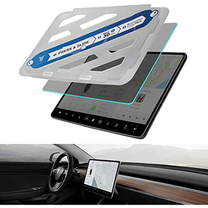 Easy-Install Screen Protector for Tesla Model 3 & Model Y - 9H Hardness Glass, Auto-Alignment Tool